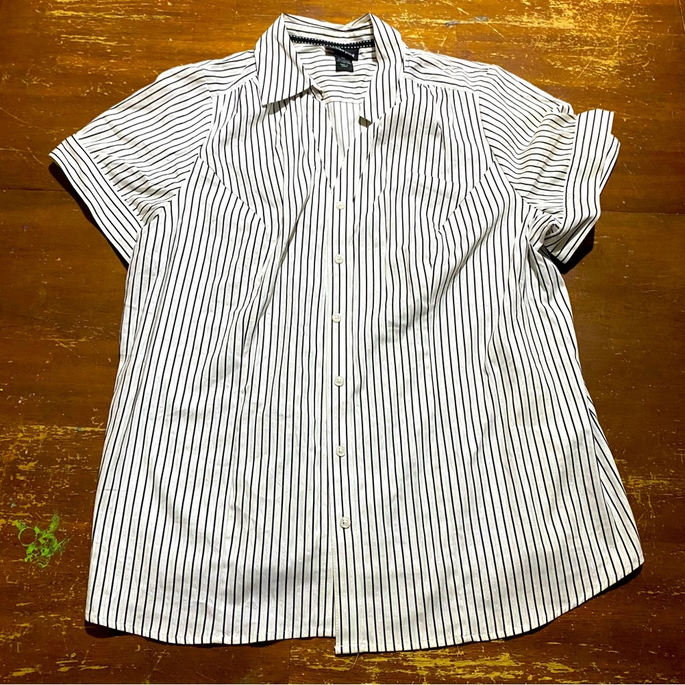 Lane Bryant Plus Size Womens Pin Striped Blouse Glitter Stripe Size 22